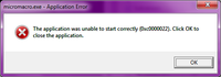 screen shot of the error window